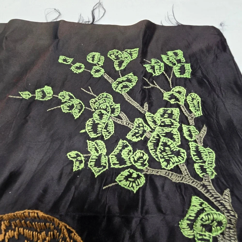 Vintage Victorian Embroidered Horse Embroidered Pillow Cover Blank Black Western